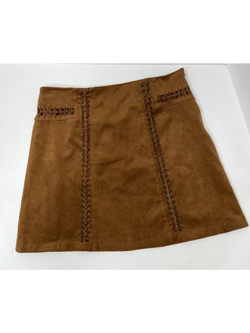 Cato Size 4 Tan Brown Faux Suede Western Tribal Boho Fall Festival Mini Skirt